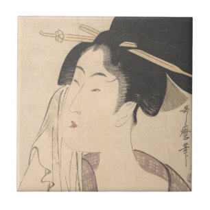 Azulejo De Cerâmica Mulher que relaxa após seu banho