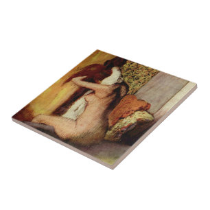 Azulejo De Cerâmica Mulher Secando O Pescoço