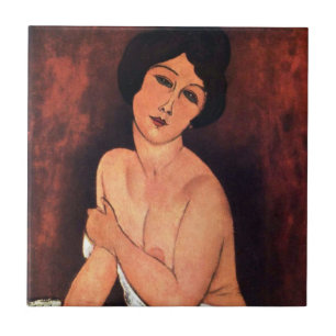 Azulejo De Cerâmica Mulher Sentada Grande de Amedeo Modigliani