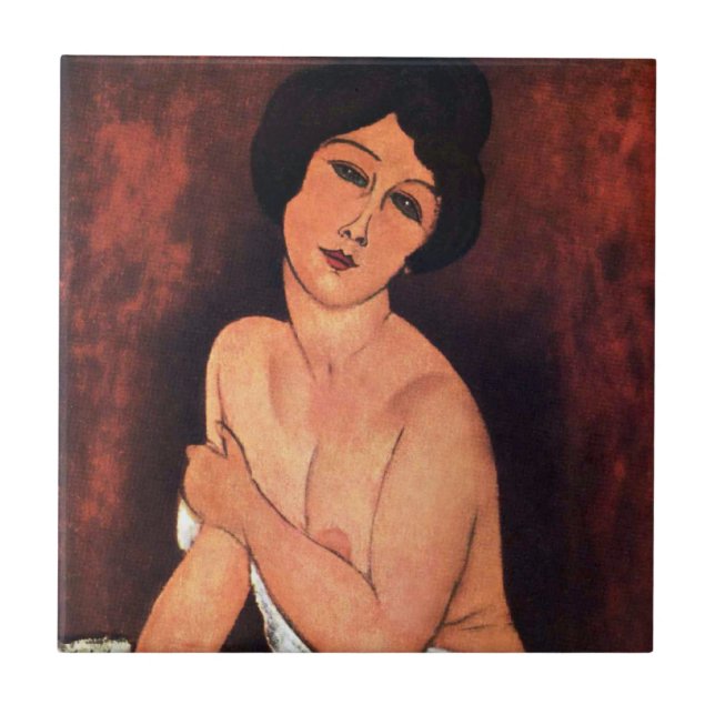 Azulejo De Cerâmica Mulher Sentada Grande de Amedeo Modigliani (Frente)