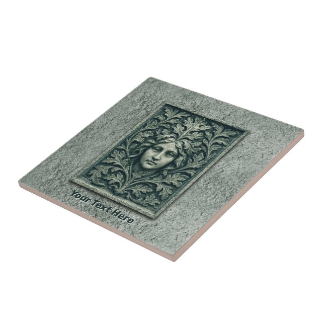 Azulejo De Cerâmica Mulher Verde - Pedra (Lateral)