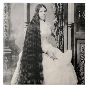 Azulejo De Cerâmica Mulher Vitoriana de Cabelo Comprido