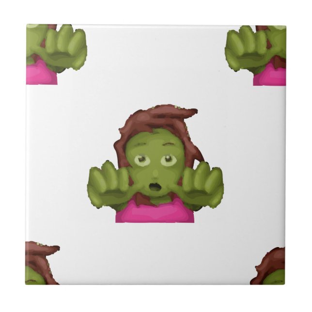 Azulejo De Cerâmica mulher zombie emoji (Frente)