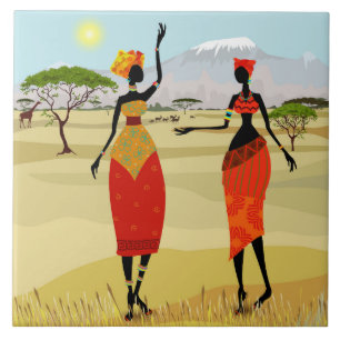 Azulejo De Cerâmica Mulheres da animação de Kenya