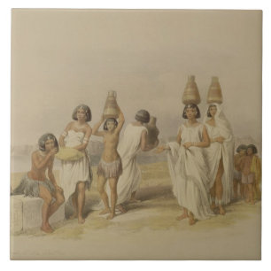 Azulejo De Cerâmica Mulheres de Nubian em Kortie no Nile, de "Egipto
