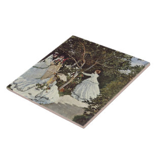 Azulejo De Cerâmica Mulheres no Jardim por Claude Monet