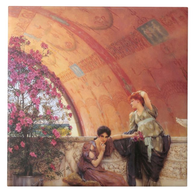 Azulejo De Cerâmica Mulheres rivais (por Sir Lawrence Alma-Tadema) (Frente)