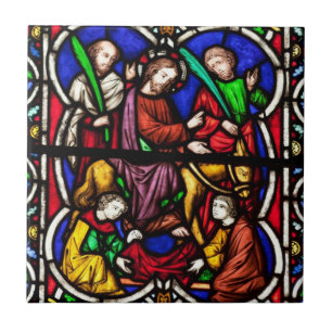 Azulejo De Cerâmica Multi cena colorida da bíblia