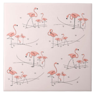 Azulejo De Cerâmica Multiazulejo Rosa Flamingos