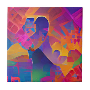 Azulejo De Cerâmica Multicoloração vibrante, linda, fuchsia amarela pú