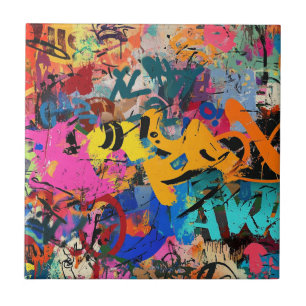 Azulejo De Cerâmica Mural de Arte de Rua Expressivo em Cores Urbanas V