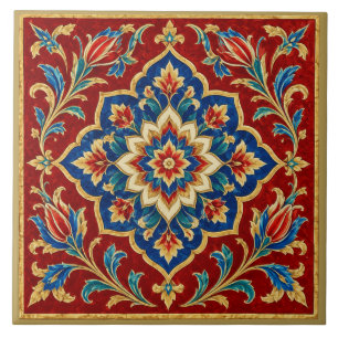 Azulejo De Cerâmica Mural de Medalhão Floral Persa