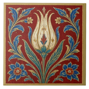 Azulejo De Cerâmica Mural Floral de Tulipa Otomana Saz