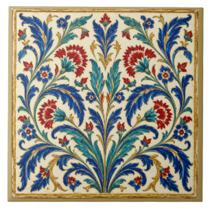 Azulejo De Cerâmica Mural Floral Simétrico Iznik