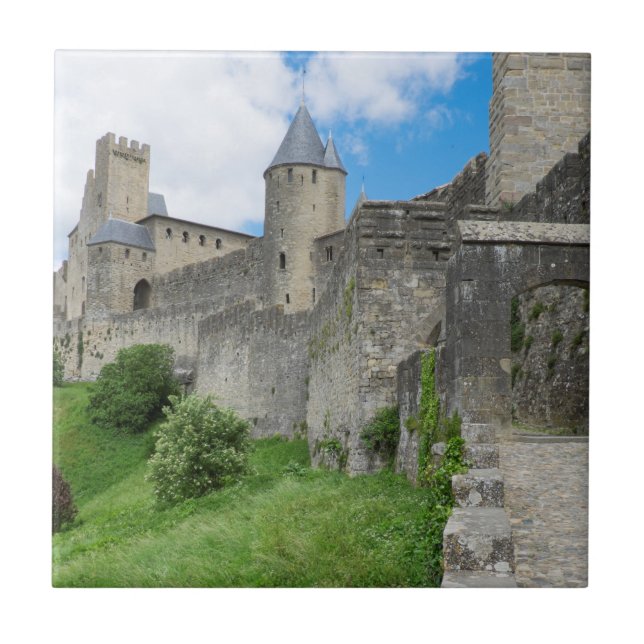 Azulejo De Cerâmica Muralha Fortificada de Carcassonne (Frente)