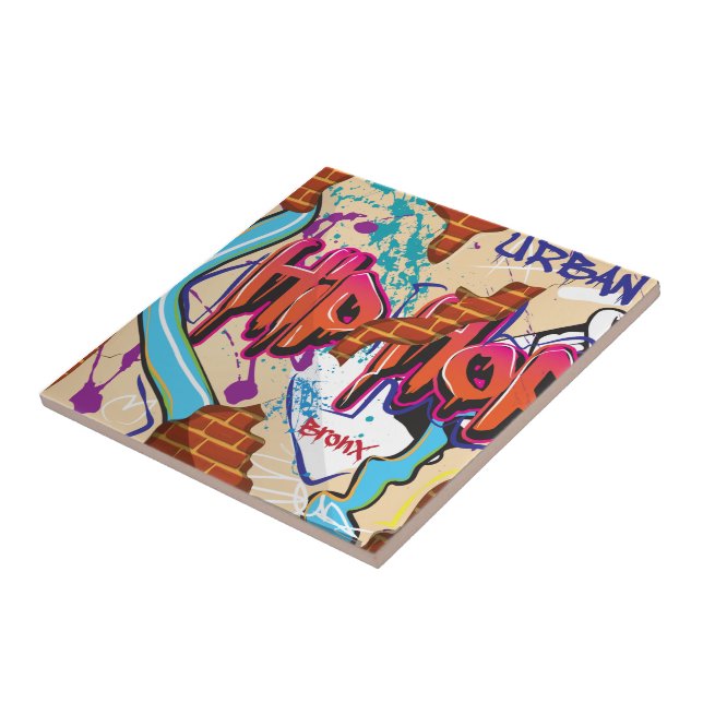 Azulejo De Cerâmica Muro de Grafite Urbano Hip Hop. (Lateral)