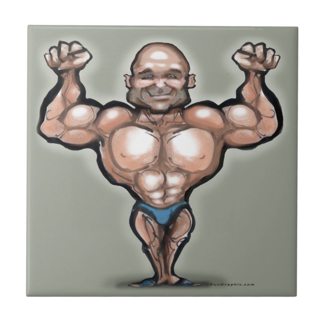 Azulejo De Cerâmica Muscle Dude (Frente)