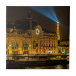 Azulejo De Cerâmica Musée d'Orsay em Paris à noite