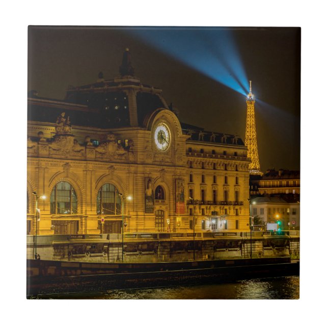 Azulejo De Cerâmica Musée d'Orsay em Paris à noite (Frente)