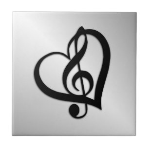 Azulejo De Cerâmica Music G Heart on Silver