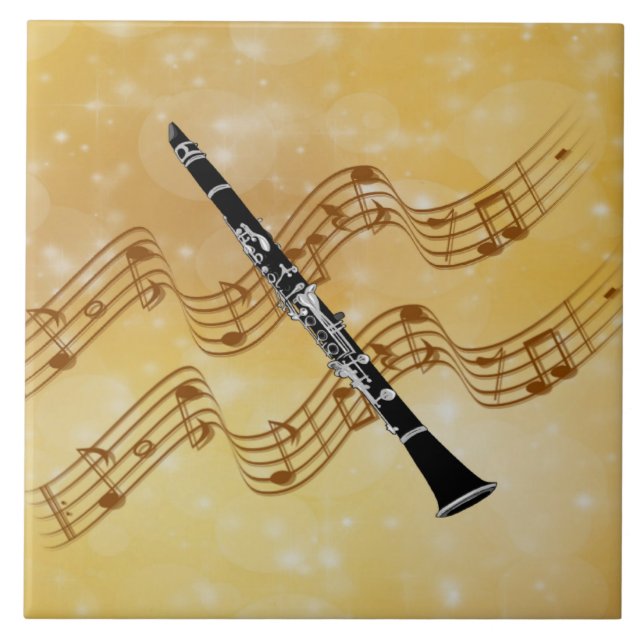 Azulejo De Cerâmica Música Clarinet, design popular (Frente)