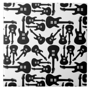 Azulejo De Cerâmica Música de padrão de guitarra elétrica ameaçou 
