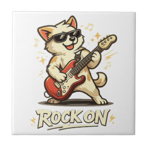 Azulejo De Cerâmica Música de Rock Engraçada no Violão Cachorro
