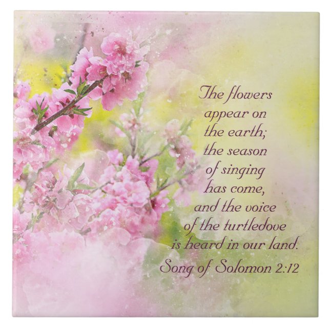 Azulejo De Cerâmica Música de Salomão 2:12 Flores aparecem na Terra (Frente)