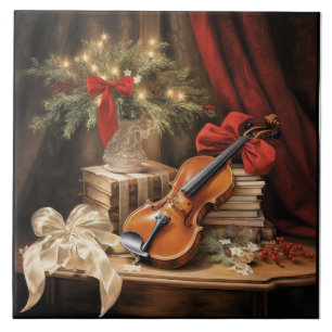 Azulejo De Cerâmica Música de Violino de Natal