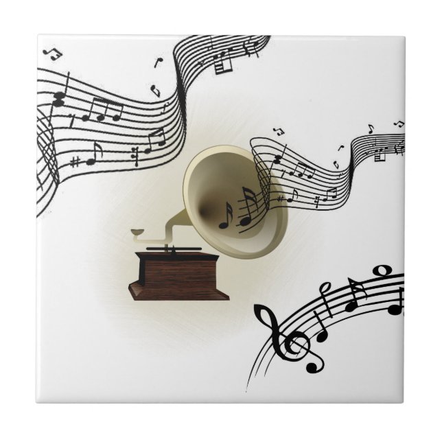 Azulejo De Cerâmica Música e Design de Gramofone (Frente)