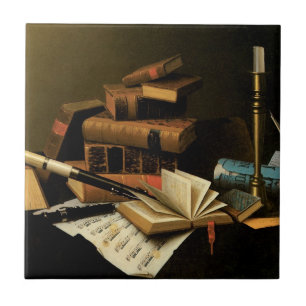 Azulejo De Cerâmica Música e Literatura por William Harnett, Arte Fino