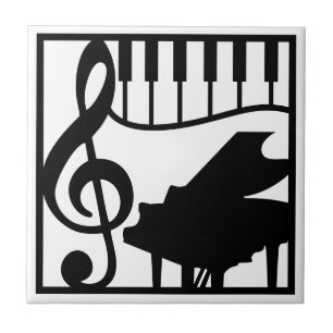 Azulejo De Cerâmica Música Elegante Teclado de Piano Chave de Sol Nota