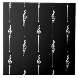 Azulejo De Cerâmica Música Motif Derretendo Treble Clef Branco e Preto