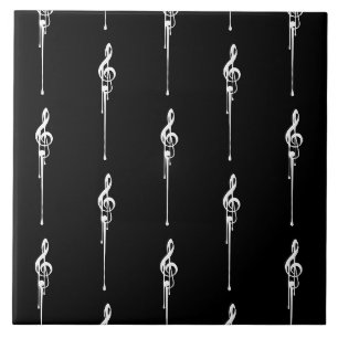 Azulejo De Cerâmica Música Motif Derretendo Treble Clef Branco e Preto
