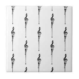 Azulejo De Cerâmica Música Motif Derretendo Treble Clef Preto e Branco