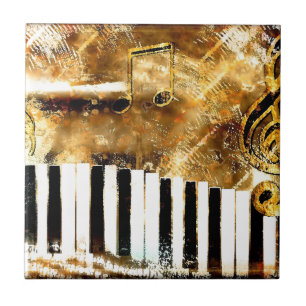 Azulejo De Cerâmica Música & notas elegantes do piano