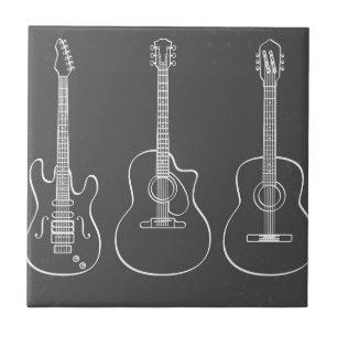 Azulejo De Cerâmica Música retro do grunge do trio da guitarra