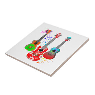 Azulejo De Cerâmica Música tropical do jogador do Ukulele da ilha