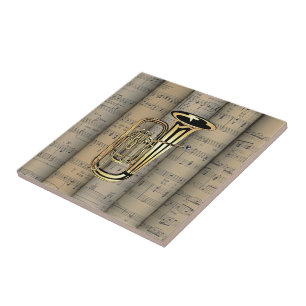 Azulejo De Cerâmica Musical rolado ~ do ~ do fundo da partitura da