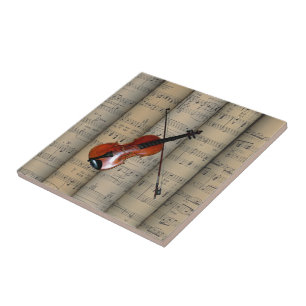 Azulejo De Cerâmica Musical rolado ~ do ~ do fundo da partitura do