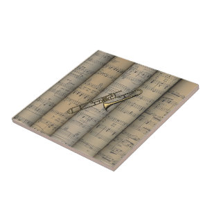 Azulejo De Cerâmica Musical rolado ~ do ~ do fundo da partitura do