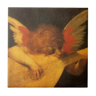 Azulejo De Cerâmica Músico Anjo Tocando Alaúde por Rosso Fiorentino