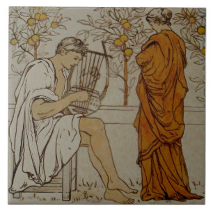 Azulejo De Cerâmica Músicos da Grove Laranja Repro Wedgwood Neoclassi