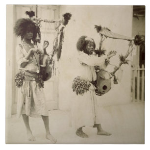 Azulejo De Cerâmica Músicos de Nubian (foto do sepia)