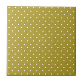 Azulejo De Cerâmica  Mustard yellow white polka dots pattern 