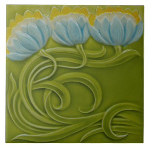 Azulejo De Cerâmica Nº 1 de 3 Repro German Art Nouveau Jugendstil