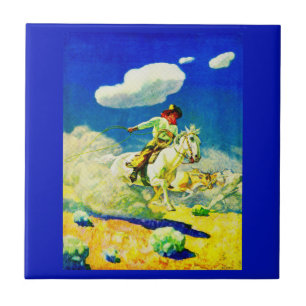 Azulejo De Cerâmica N. C. Wyeth cowboy