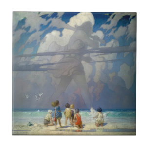 Azulejo De Cerâmica N.C. Wyeth O Gigante 1923 Ilustração Vintage