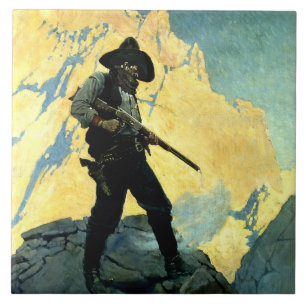 Azulejo De Cerâmica N C Wyeth Western Painting "Última Posição"