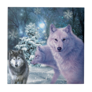 Azulejo De Cerâmica Na arte selvagem do lobo